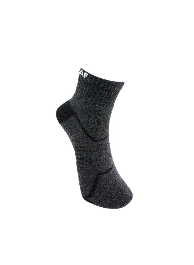White Leaf 3 Pairs Ankle Socks Soft Cotton Terry Cushioned Moisture-Wicking Antibacterial Free Size Black, Gray and Blue - Image 2